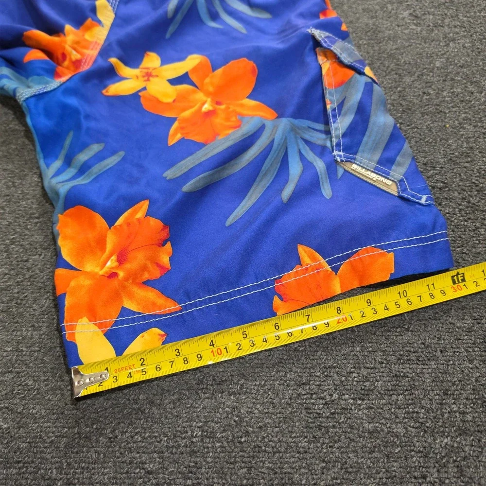 Vintage Billabong Board Shorts Mens 34 Blue Orange Floral Tropical Surf y2k